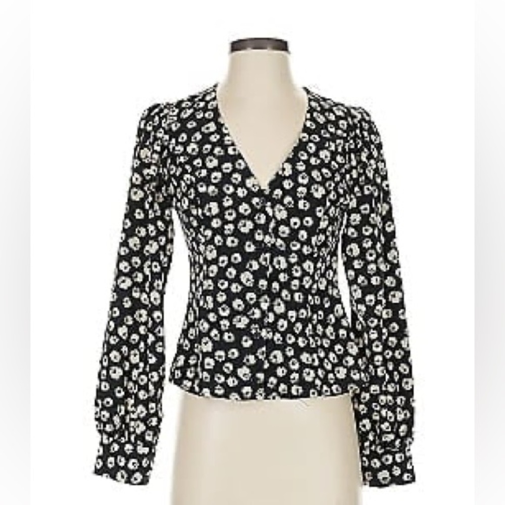 All in favor - George Black Floral Button Crop Blouse
